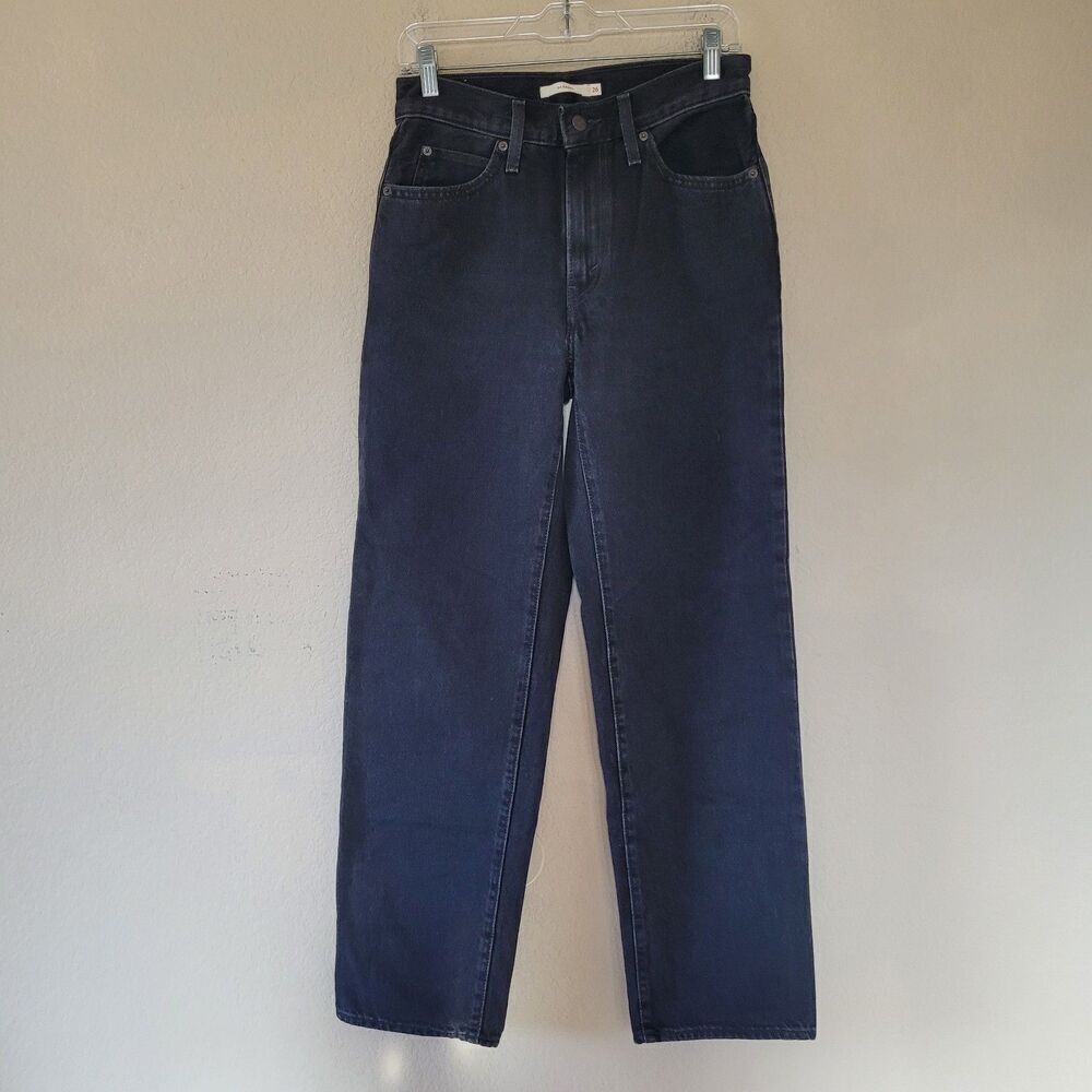 Levi's '94 Baggy Straight Leg Jeans Womens 26 x 31 Rise 100% Cotton Black Euc